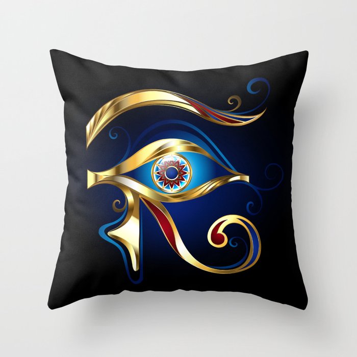 Gold Eye of Horus Throw Pillow