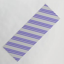 [ Thumbnail: Slate Blue and Light Gray Colored Lined Pattern Yoga Mat ]