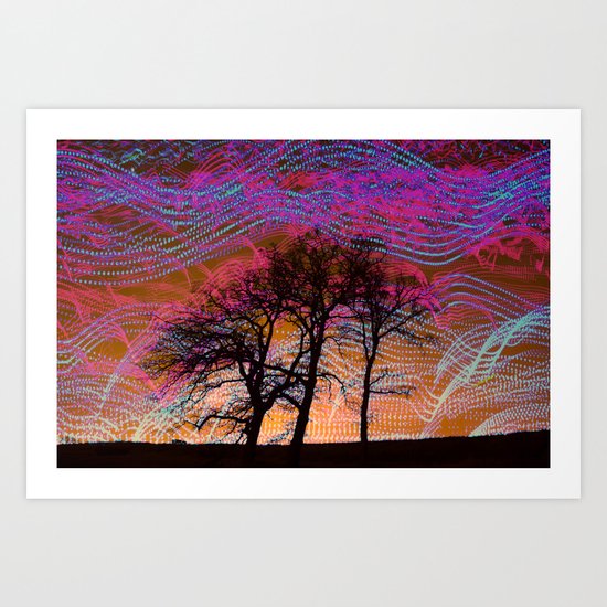 Disco Dancing Trees Art Print