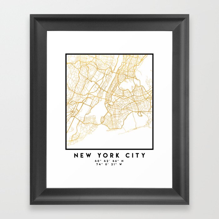 NEW YORK CITY NEW YORK CITY STREET MAP ART Framed Art Print