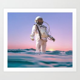 Astronaut in the ocean Art Print