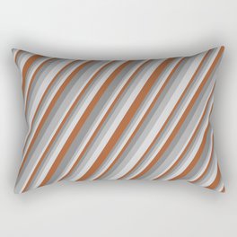[ Thumbnail: Sienna, Grey, Dark Gray & Light Gray Colored Lines/Stripes Pattern Rectangular Pillow ]