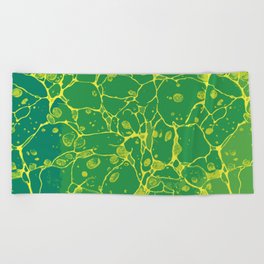 Boho colored water pattern in shades of green Beach Towel