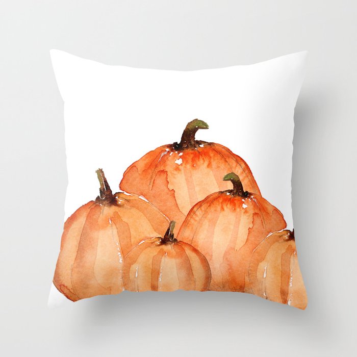 Orange pumpkin patch Throw Pillow