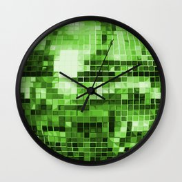 Green Mirrored Disco Ball Pattern Wall Clock