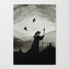 Odin, Huginn and Muninn. Canvas Print