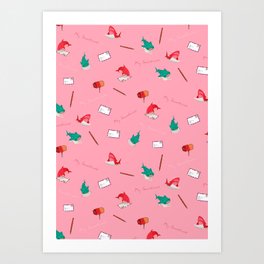 Pink Shark and Whale Shark Art Print