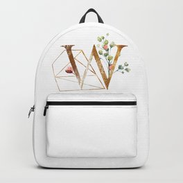 Golden ethereal floral monogram - W Backpack