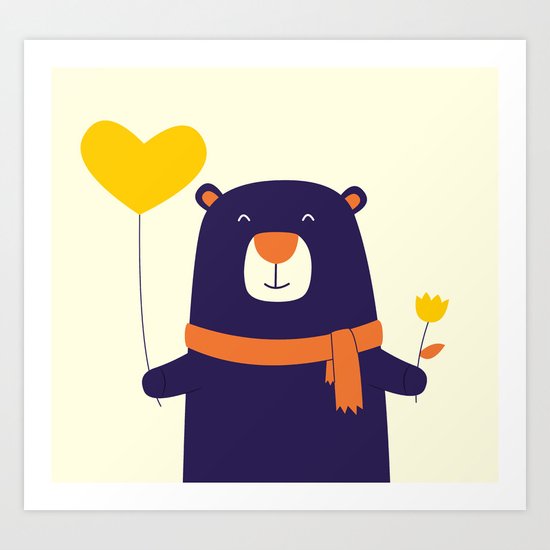 Purple Bear is Here Art Print
