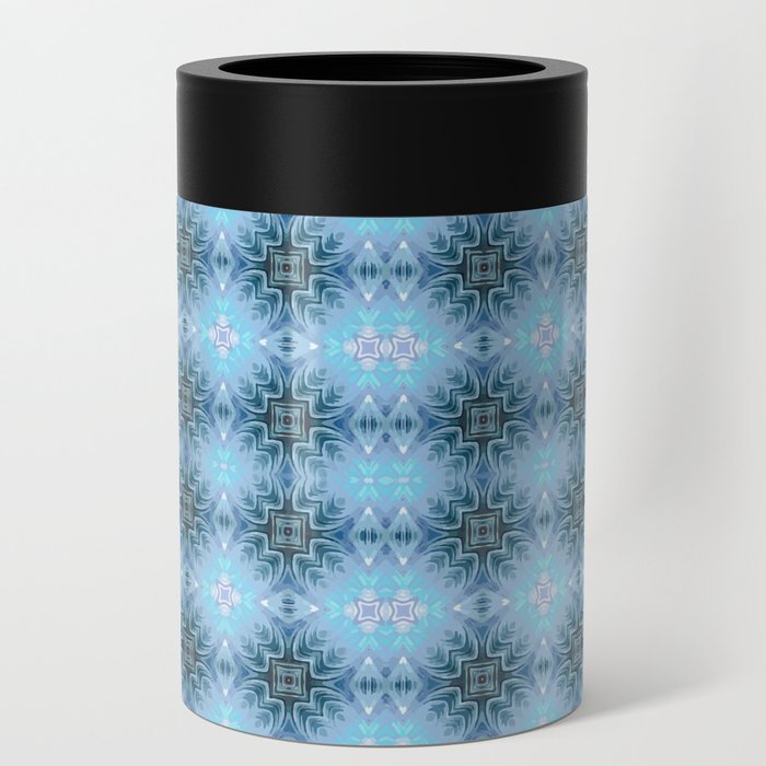 Powder Blue Perfection Digital Symmetrical Repeating Pattern Can Cooler