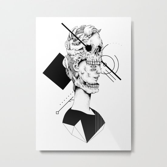 Skull and Woman 02 Metal Print