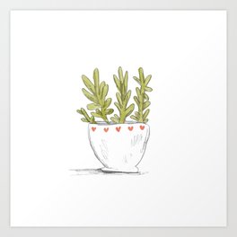 Succulent in Heart Planter Art Print
