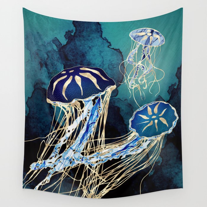 Metallic Jellyfish III Wall Tapestry
