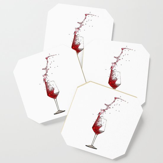 A Splash Of Red Wine Digital Oil Painting Coaster By Beagletree Society6