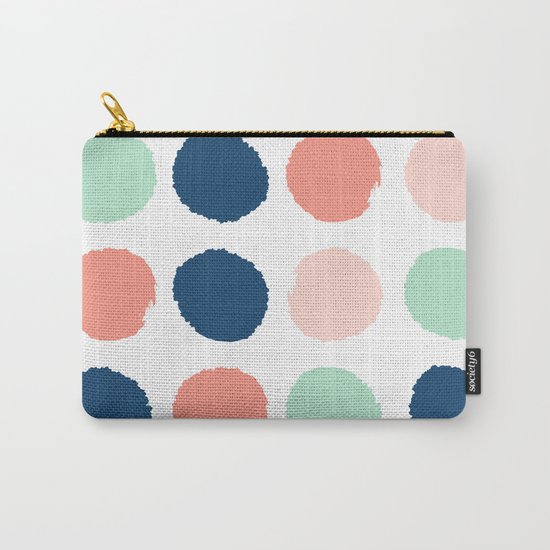 Polka dots abstract dotted pattern brushstrokes paint brush marks abstract trendy colors Carry-All Pouch