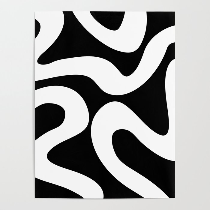 Abstract waves - black and white Poster