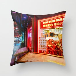Chinatown in Neon Throw Pillow