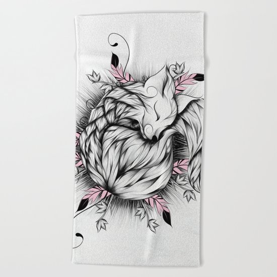 Little Fox Pink Version Beach Towel