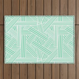 Sketchy Abstract (White & Mint Pattern) Outdoor Rug