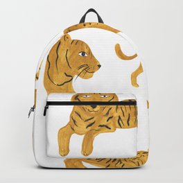 Tiger Lion Cheetah Backpack | Watercolor, Curated, Jungle, Acrylic, Pattern, Wrappingpaper, Tigers, Boho, Leopard, Bigcat 