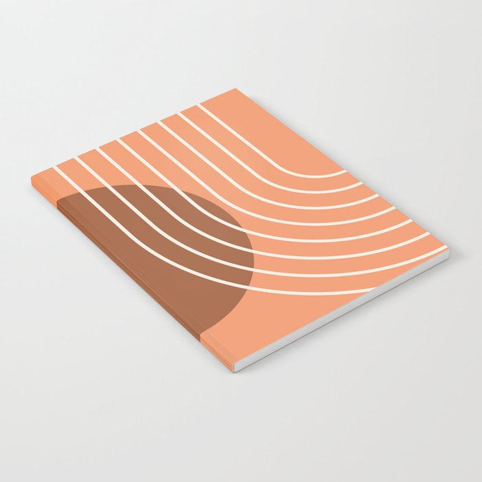 Geometric Lines in Terracotta Shades 3 (Rainbow Abstraction) Notebook