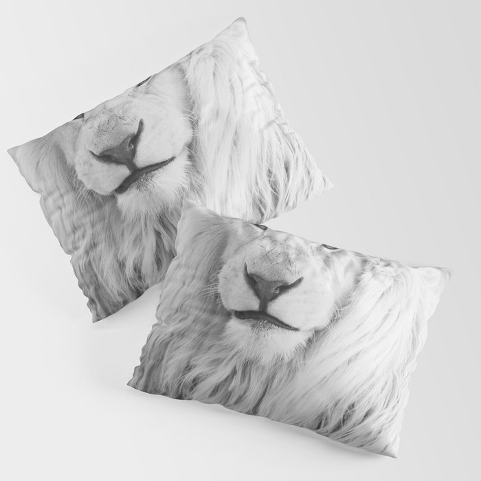 Albino Lion (Black and White) Pillow Sham