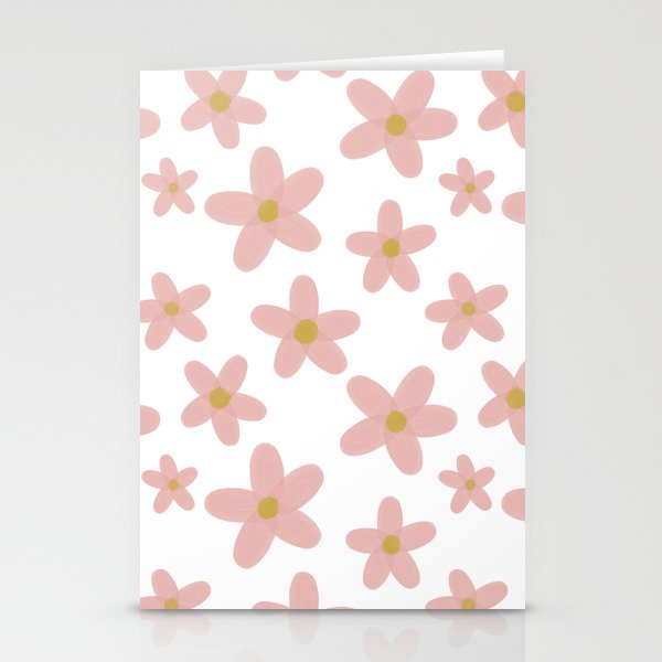Simple Daisy Pattern, Pink Daisies Stationery Cards