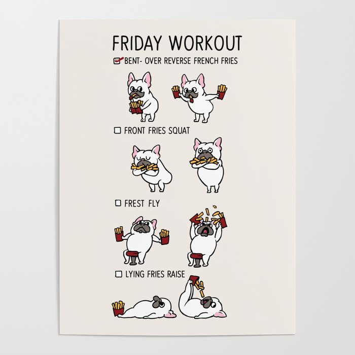 Friday Workout with French Bulldog Poster