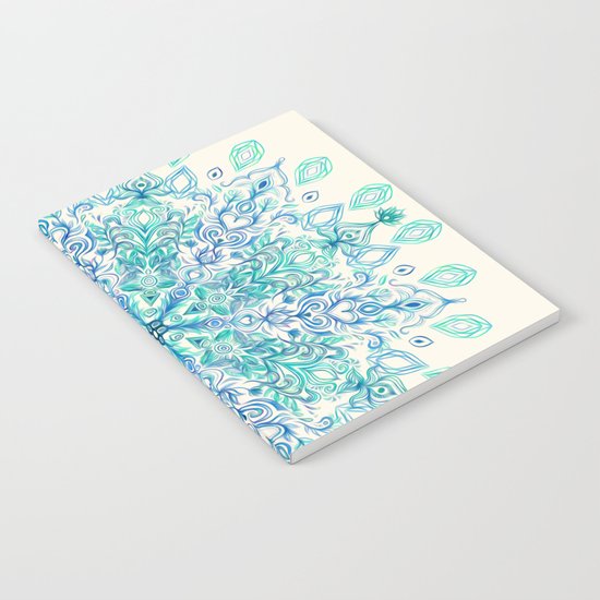Peppermint Snowflake on Cream Notebook