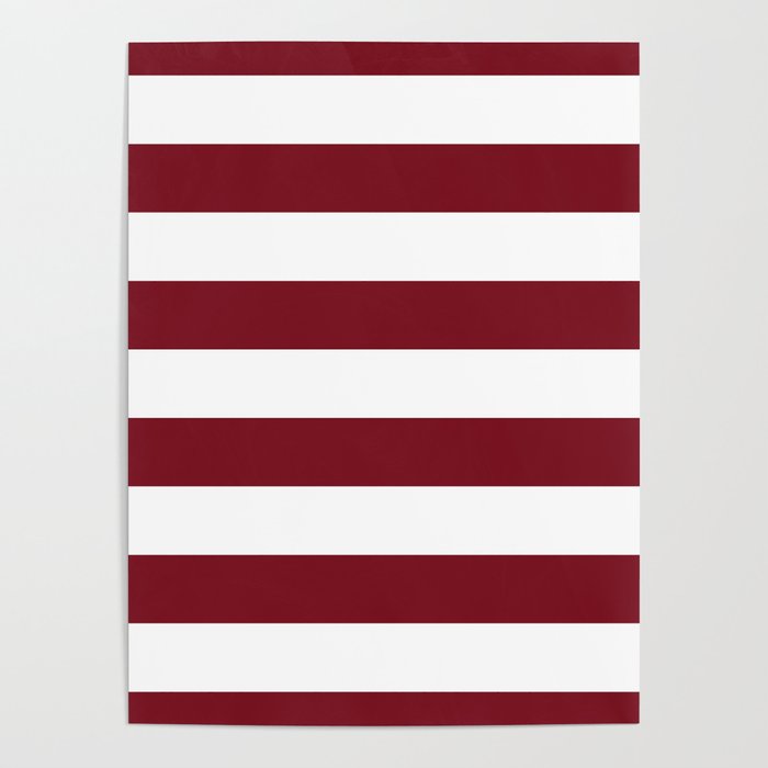 Deep Red Pear and White Wide Horizontal Cabana Tent Stripe Poster