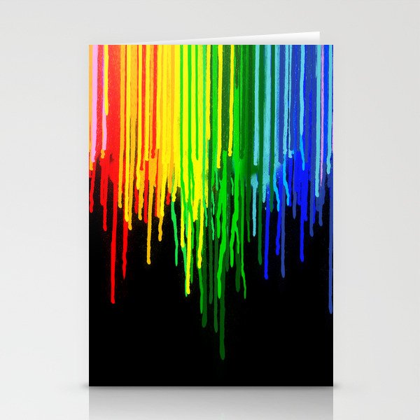 Rainbow Paint Drops on Black Stationery Cards