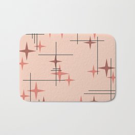 Mid Century Modern Stars Salmon Pink Bath Mat