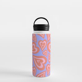 Retro Swirl Love - Orange purple Water Bottle