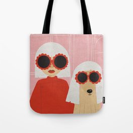 Girl and dog pink Tote Bag