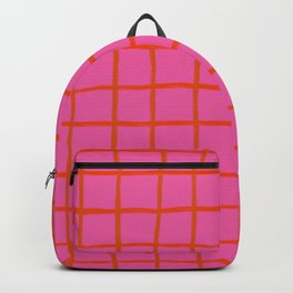 Cheerful Red + Pink Checkered Plaid Backpack