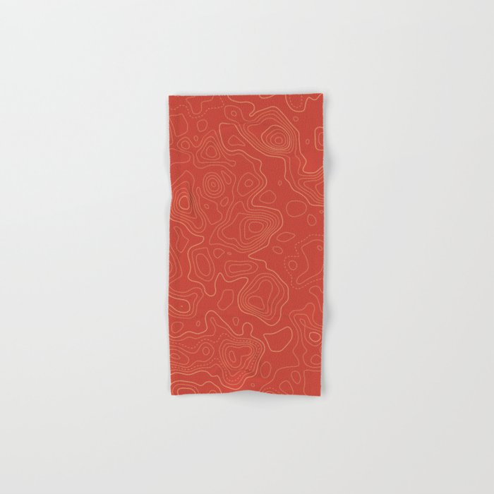 Red Topographic Map 02A Hand & Bath Towel