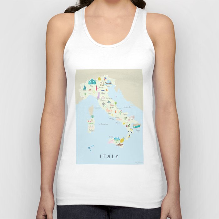 Illustrated Map of Italy Tank Top