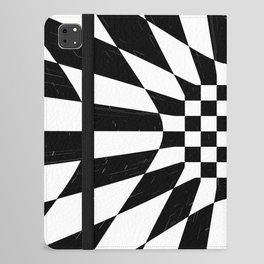 Abstract geometric infinite flower and star burst zebra pattern design in black and white iPad Folio Case