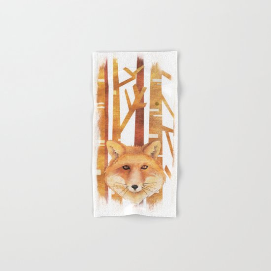 Fox in the forest- Animal abstract watercolor illustration on #Society6 Hand & Bath Towel