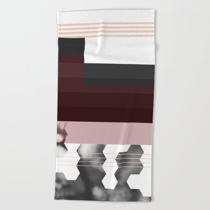 Striped Burgundy Deco Accent Beach Towel