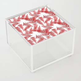 Red Silhouette Fern Leaves Pattern Acrylic Box
