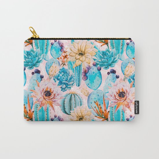 Cactus and flowers pattern Carry-All Pouch