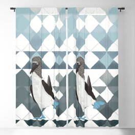 Adorable blue-footed booby bird on an ombre pattern background - animal graphic design Blackout Curtain
