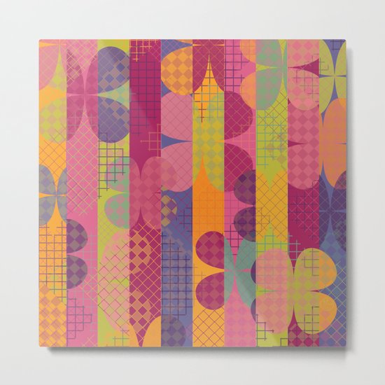 Abstract Colorful Floral Pattern Metal Print
