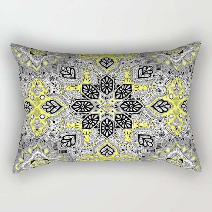 Boho Sunshine Medallion Pattern Rectangular Pillow