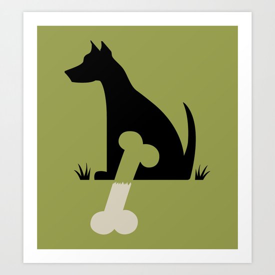 Gave a Dog a Bone (Green) Art Print