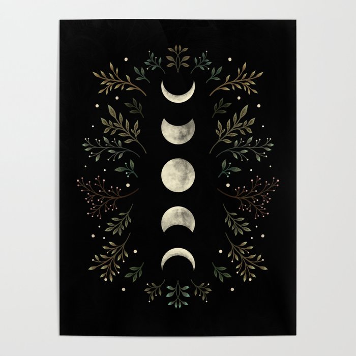 Moonlight Garden - Olive Green Poster