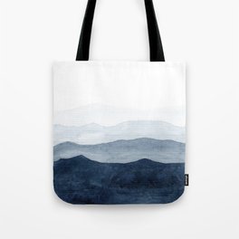 Indigo Abstract Watercolor Mountains Tote Bag