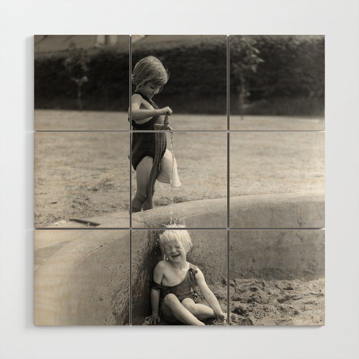 Frenemies; girl best friends; with friends like this who needs enemies humor funny female girl power black and white portrait photograph - photography - photographs Wood Wall Art