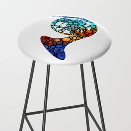 Colorful Mosaic French Horn Musical Instrument Art Bar Stool